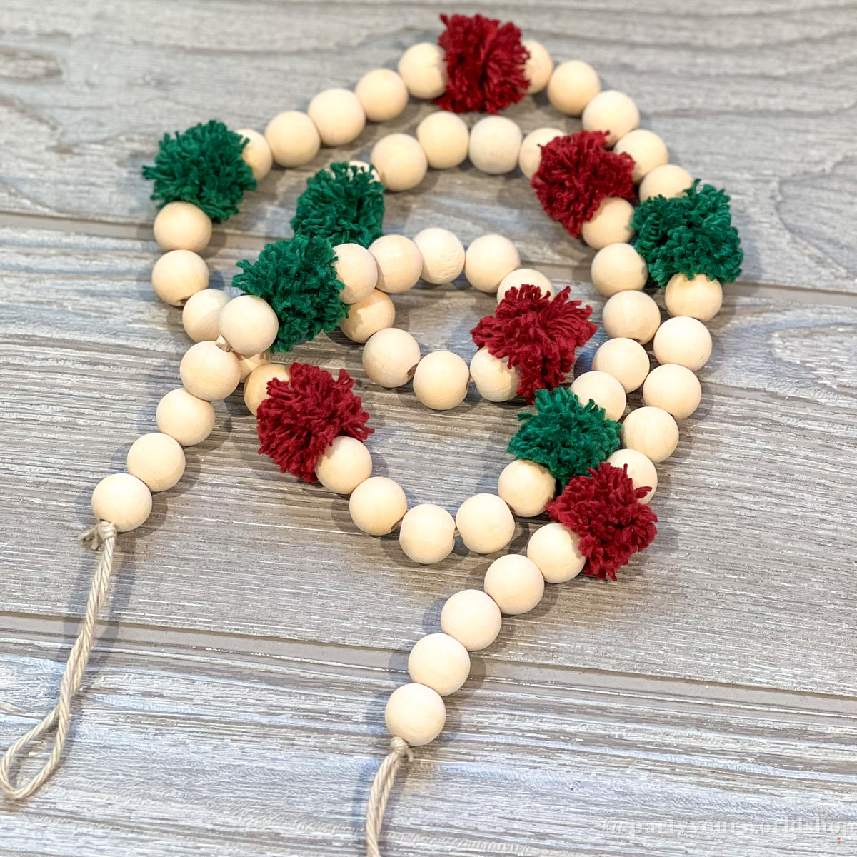 Bead and Pom-pom Christmas Garlands