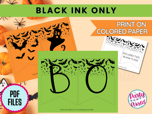 Boo Eek Aah Printable Banner, Halloween Confetti DIY Digital Download Banner - HC24C