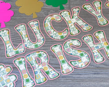 Load image into Gallery viewer, St. Patrick&#39;s Day &quot;IRISH&quot; Large Banner - Groovy Light Pink Checkered
