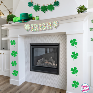 St. Patrick's Day "IRISH" Large Banner - Groovy Light Pink Checkered