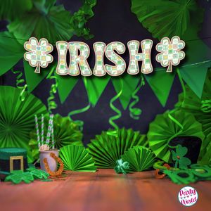 St. Patrick's Day "IRISH" Large Banner - Groovy Light Pink Checkered