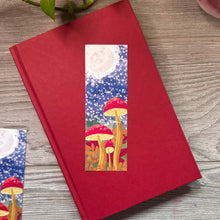 Load image into Gallery viewer, Moonlit Mushrooms Bookmark – Whimsical Forest Illustration for Cozy Reading, Night Owls & Nature Lovers