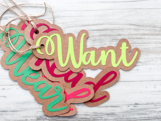 Need, Read, Want, Wear Gift Tags