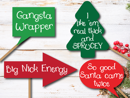 Naughty Christmas Photo Props, Printable Instant Download Christmas Decorations