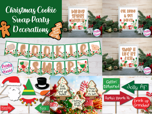 Digital Christmas Cookie Swap Decor Package