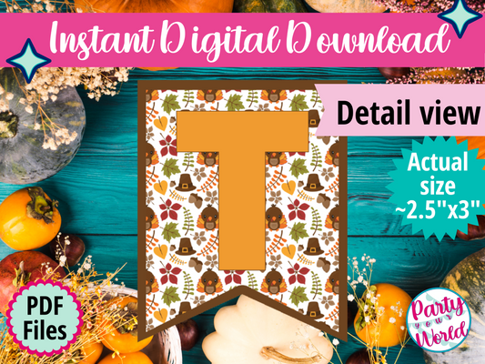 Mini Thanksgiving Digital Alphabet Banner , Printable Instant Download Thanksgiving Decorations