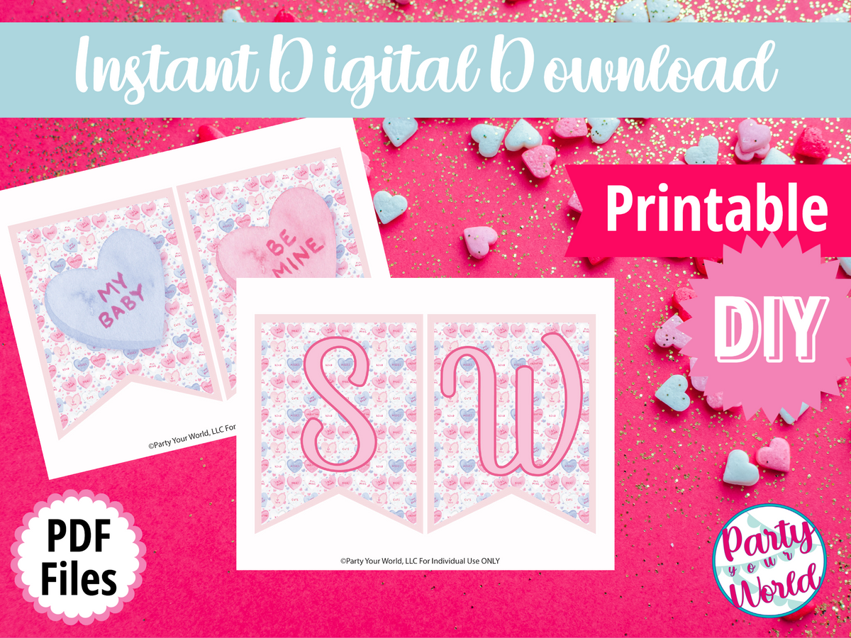 DIY Printable Rose Skull Printable Galentine's Day Banner – Party Your World