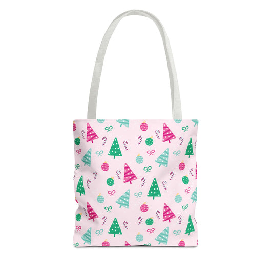 Festive Holiday Tote Bag, Christmas Shopping Bag, Eco-Friendly Gift Bag, Cute Christmas Tree Design, Winter Accessory