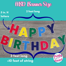 Load image into Gallery viewer, Happy Birthday Banner - Classic Rainbow Confetti Pattern