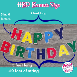 Happy Birthday Banner - Classic Rainbow Confetti Pattern