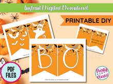 Load image into Gallery viewer, Boo Eek Aah Printable Banner, Halloween Confetti DIY Digital Download Banner - HC24E