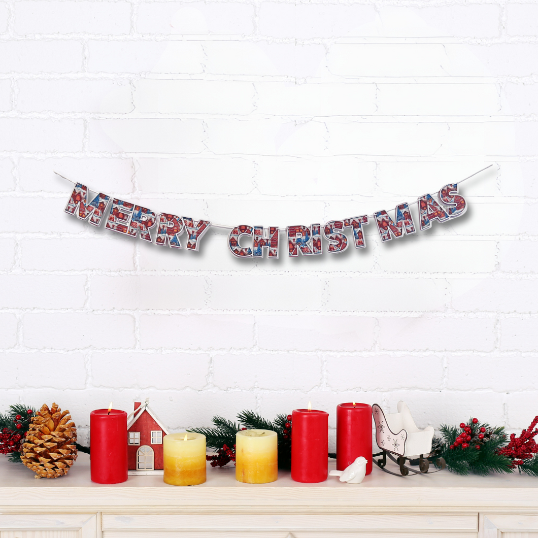 Merry Christmas Gingerbread House Embroidery Flat Style Banner