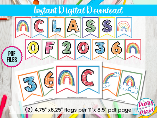 DIY Printable Kindergarten Graduation Banner, Future class of 2036- DIGITAL DOWNLOAD