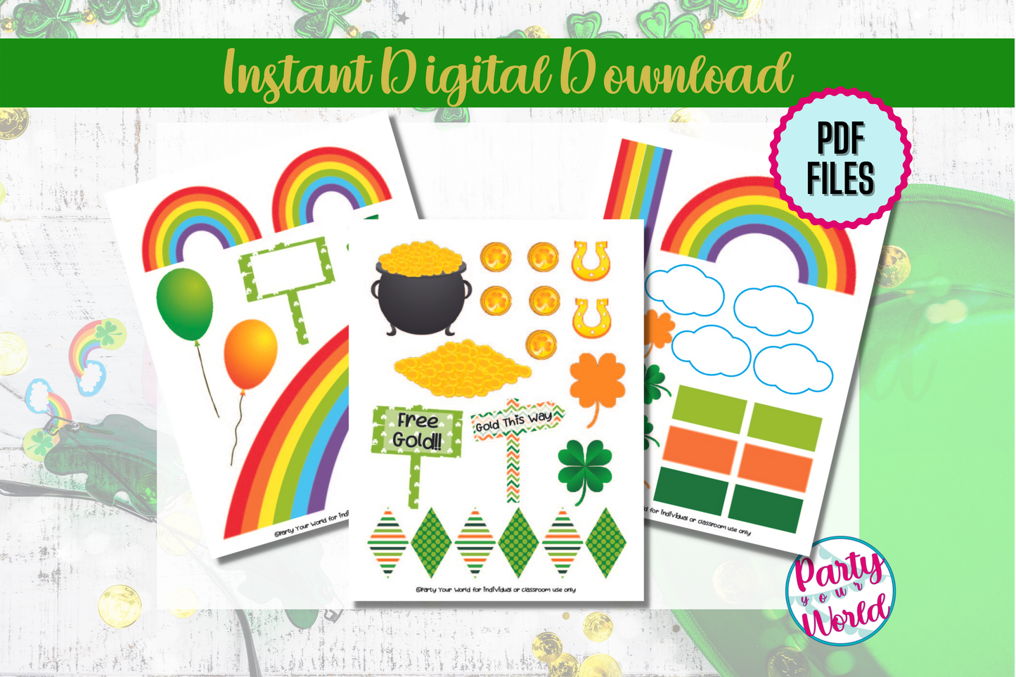 Full DIY Printable Leprechaun Trap Kit (3 pages), St. Patrick's Day Kids' Craft - Orange & Green