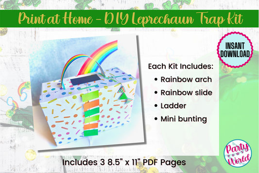 Full DIY Printable Leprechaun Trap Kit (3 pages), St. Patrick's Day Kids' Craft - Orange & Green