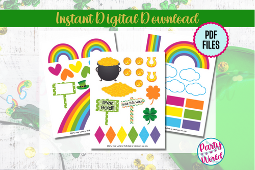 DIY Printable Leprechaun Trap Kits, St. Patrick's Day Kids' Craft - Pink, Green Rainbow