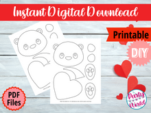 Load image into Gallery viewer, Printable Otter Valentine&#39;s Day Mailbox/Bag Coloring Page Decorating Set