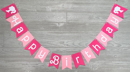 Classic Bunting Style Happy Birthday Banner