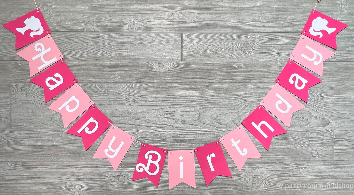 Classic Bunting Style Happy Birthday Banner