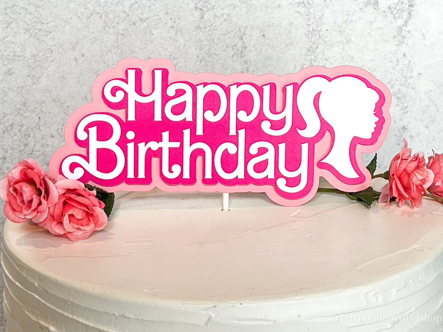 Classic Two Layer Happy Birthday Cake Topper