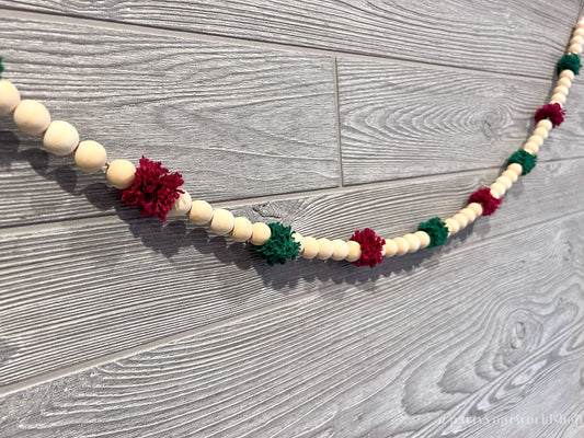 Bead and Pom-pom Christmas Garlands