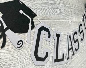 Medium 5" Graduation Banner | Black & Silver or Any School Varsity Colors