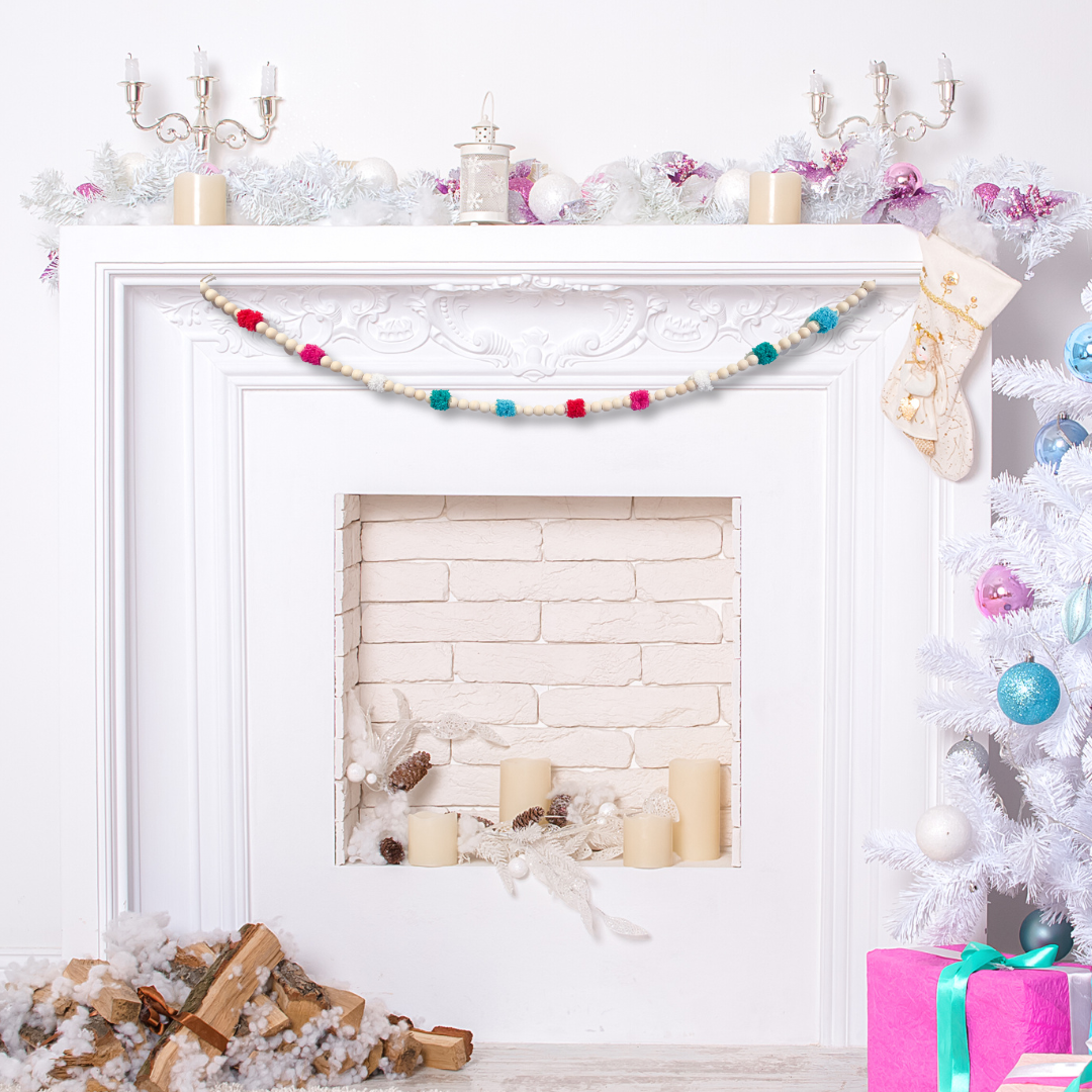 Bead and Pom-pom Christmas Garlands