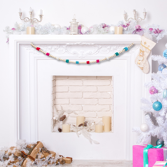 Bead and Pom-pom Christmas Garlands