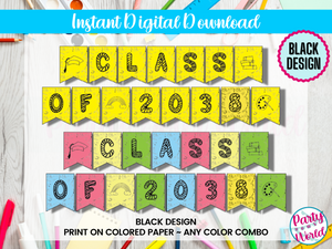 DIY Printable Pre-K Coloring Page Graduation Banner, Preschool Future class of 2038 - DIGITAL DOWNLOAD