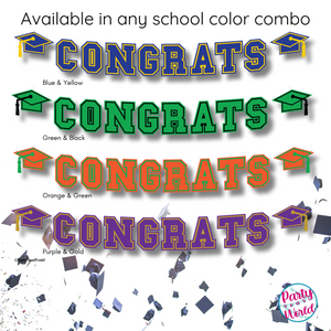 CONGRATS Varsity Graduation Banner -  Navy & Gold