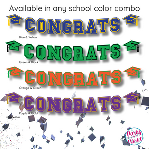 CONGRATS Varsity Graduation Banner - Purple & White