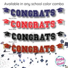 Load image into Gallery viewer, CONGRATS Varsity Graduation Banner - Red &amp; Blue