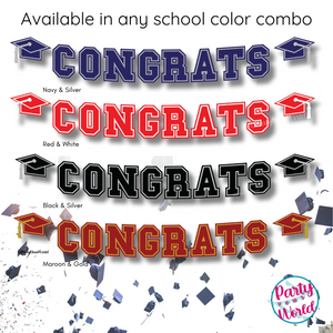 CONGRATS Varsity Graduation Banner - Purple & Yellow