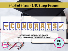 Load image into Gallery viewer, Printable DIY Graduation Banner | Navy &amp; Gold Congrats Banner