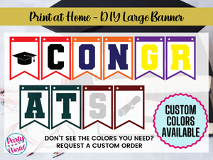 Printable DIY Graduation Banner | Purple & Gold Congrats Banner