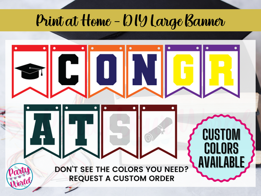 Printable DIY Graduation Banner | Maroon & Gold Congrats Banner