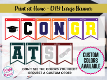 Load image into Gallery viewer, Printable DIY Graduation Banner | Royal Blue &amp; Yellow Congrats Banner