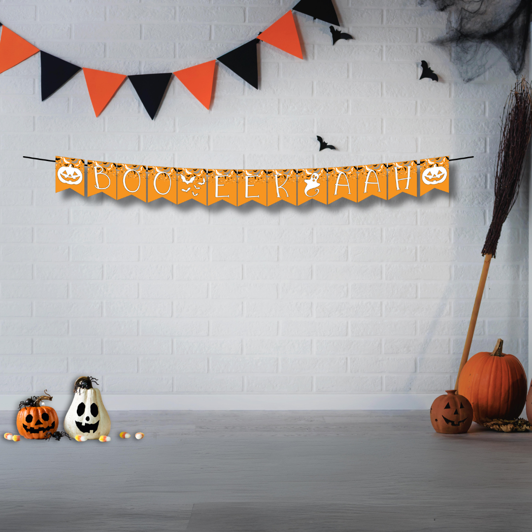 Boo Eek Aah Printable Banner, Halloween Confetti DIY Digital Download Banner - HC24E
