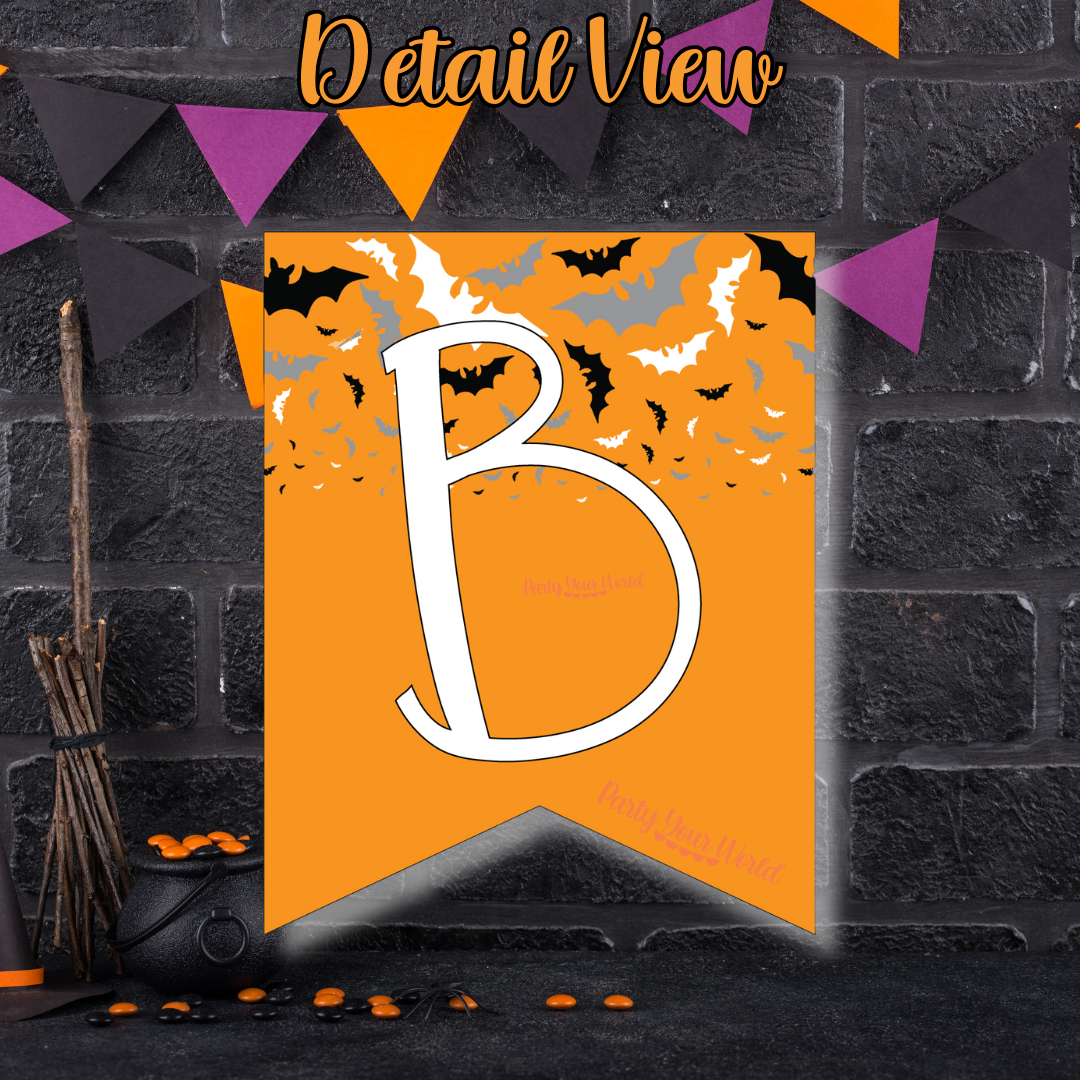 Boo Eek Aah Printable Banner, Halloween Confetti DIY Digital Download Banner - HC24E