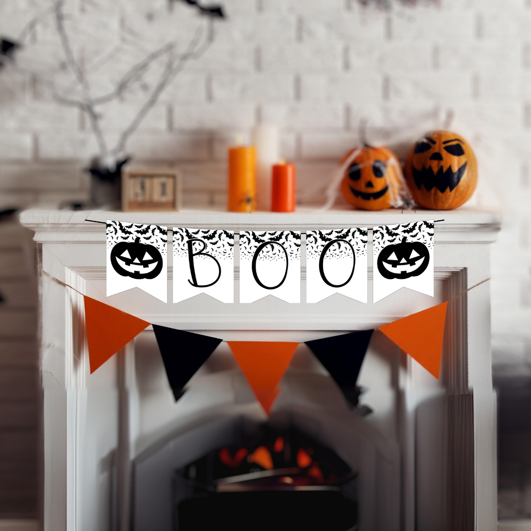 Boo Eek Aah Printable Banner, Halloween Confetti DIY Digital Download Banner - HC24C