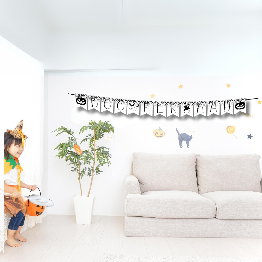 Boo Eek Aah Printable Banner, Halloween Confetti DIY Digital Download Banner - HC24C