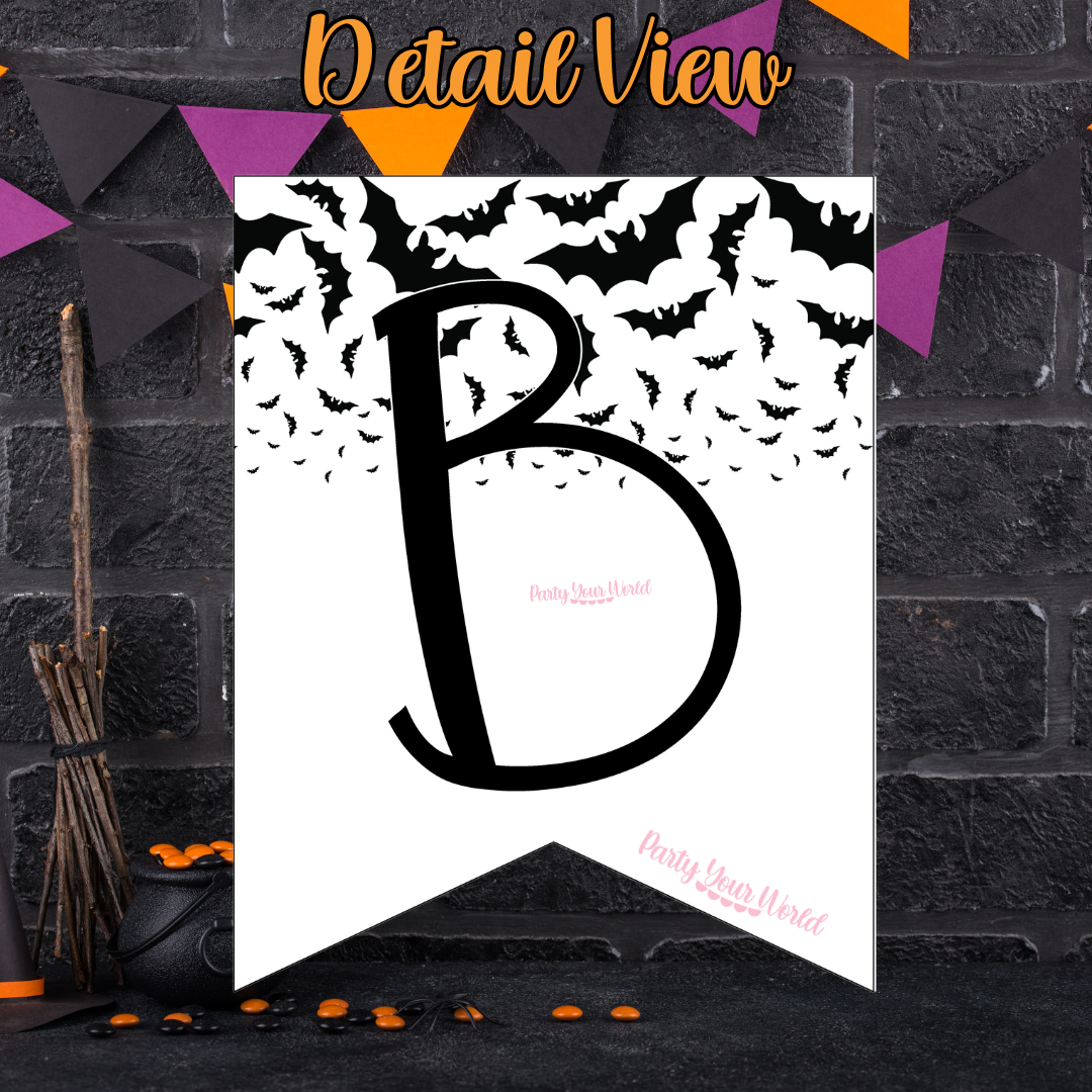 Boo Eek Aah Printable Banner, Halloween Confetti DIY Digital Download Banner - HC24C