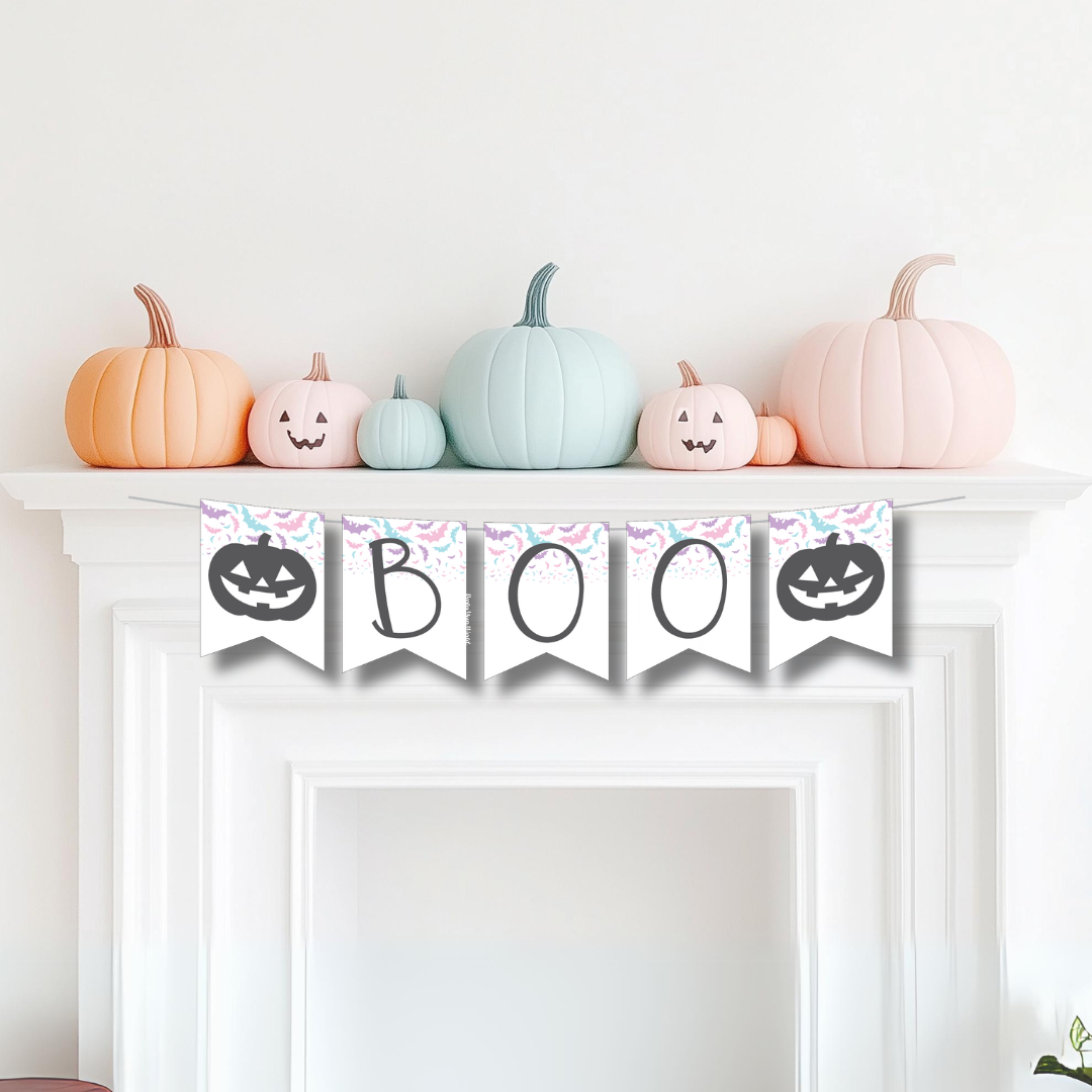 boo banner mockup on fire mantle