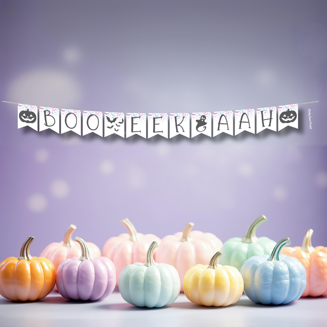 boo eek aah banner mockup on wall