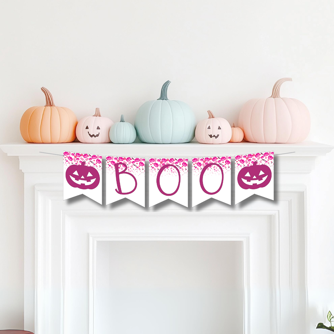 Boo Eek Aah Printable Banner, Halloween Confetti DIY Digital Download Banner - HC24G