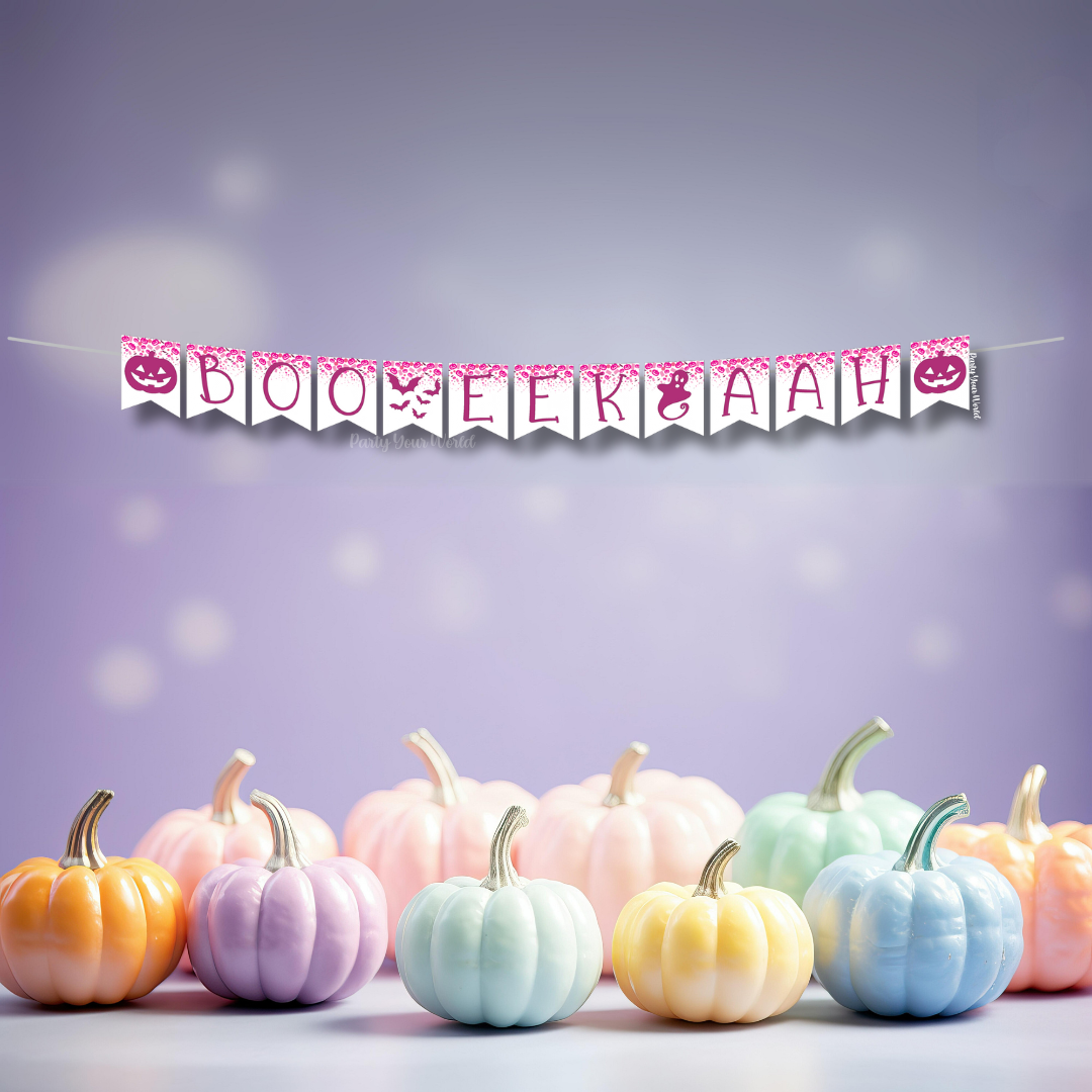 Boo Eek Aah Printable Banner, Halloween Confetti DIY Digital Download Banner - HC24G