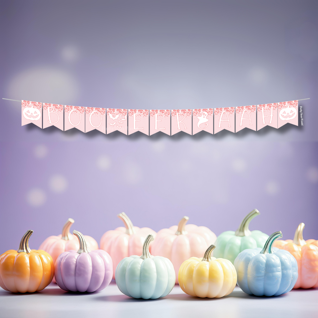 boo eek aah banner mockup on wall
