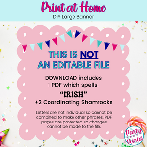 St. Patrick's Day "IRISH" Banner - Printable Digital Download (PDF)