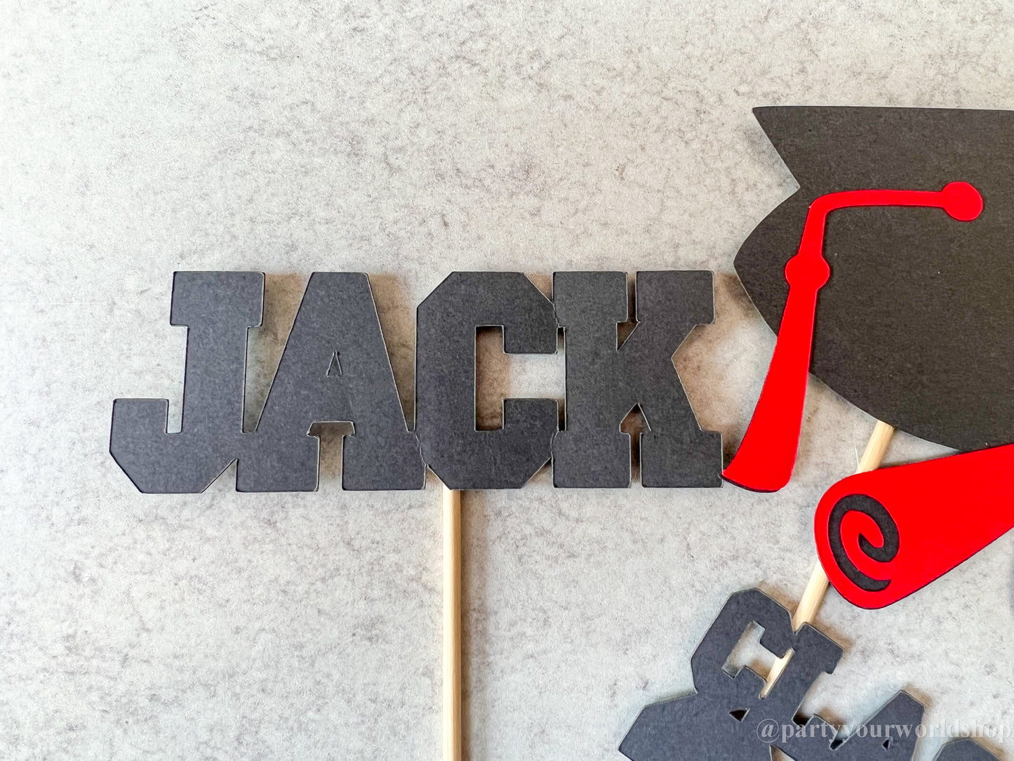 Graduation Centerpiece Set | Class of 2023, Custom Name, Cap & Diploma in Any School Varsity Colors