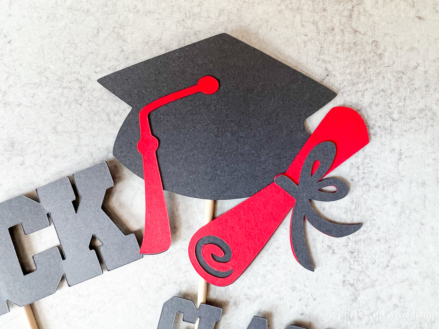 Graduation Centerpiece Set | Class of 2023, Custom Name, Cap & Diploma in Any School Varsity Colors